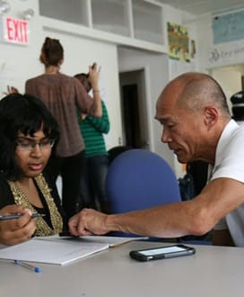 Student receiving scholarship advice