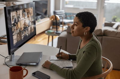 Woman on a video call learning about scholarships